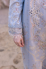 Lawn-3PC Embroidered Shirt with Organza Embroidered Dupatta-1235