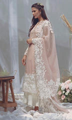Dhanak-3PC Embroidered Shirt with Organza Embroidered Dupatta- 3294