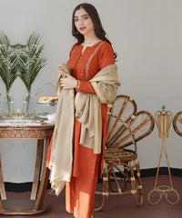 AISLING Dhanak 3PC Embroidered With Wool Shawl-1291