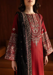 Dhanak -3PC Embroidered Shirt With Organza Sequence Embroidered Dupatta-3351