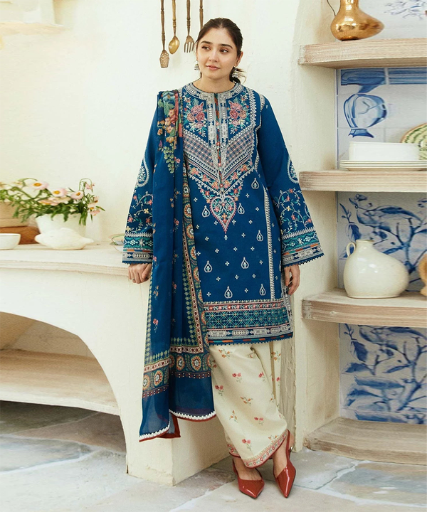 Dhanak-3PC Embroidered Shirt With Digital Printed Wool Shawl-668