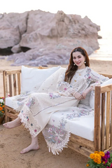 QALAMKAR 3PC Lawn Embroidered Shirt With Organza Embroidered Dupatta- 1050