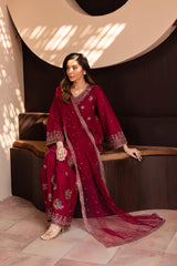 Dhanak -3PC Embroidered Shirt With Organza Embroidered Dupatta-3370