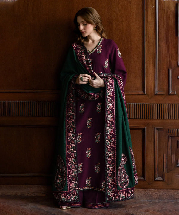 Dhanak 3PC Embroidered Shirt with Dhanak Embroidered Dupatta-SF-3563