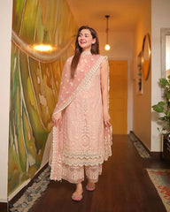 Dhanak-3PC Embroidered With Organza Embroidered Dupatta-3116