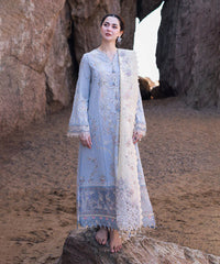 Dhanak-3PC Embroidered Shirt with Organza Embroidered Dupatta-3255
