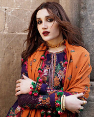 Dhanak 3PC Embroidered Shirt with Embroidered Dhanak Shawl -1304