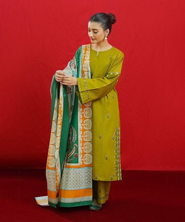 Lawn-3PC Embroidered Shirt with Digital Printed Jacquard Dupatta-1074