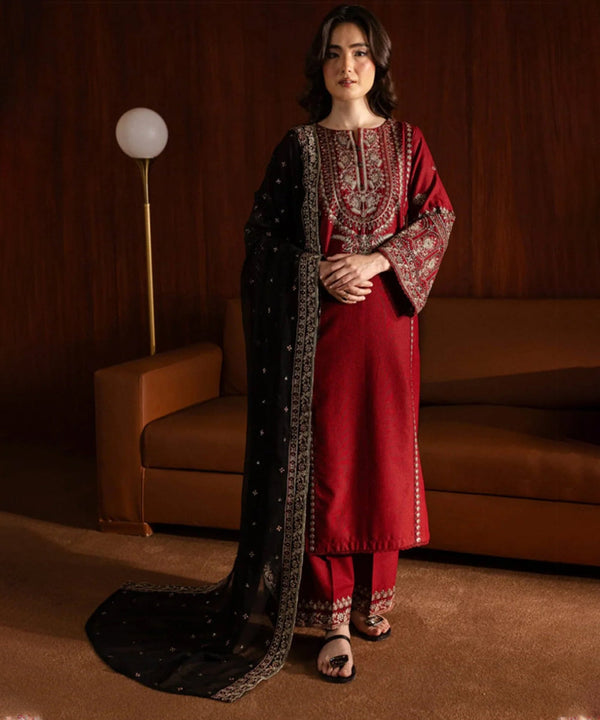 Dhanak -3PC Embroidered Shirt With Organza Sequence Embroidered Dupatta-3351