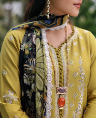 Lawn-3PC Embroidered Shirt with Digital Printed Jacquard Dupatta-1423