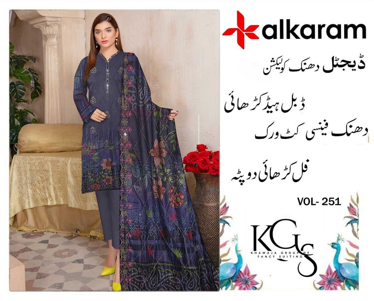 Premium Embroidered Dhanak 3 Piece Suit SF-1531