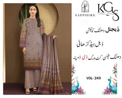 Premium Embroidered Dhanak 3 Piece Suit SF-1532