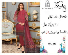 Premium Embroidered Dhanak 3 Piece Suit SF-1533