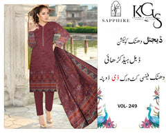Premium Embroidered Dhanak 3 Piece Suit SF-1541