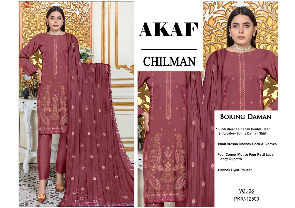 Premium Embroidered Dhanak 3 Piece SF-1516