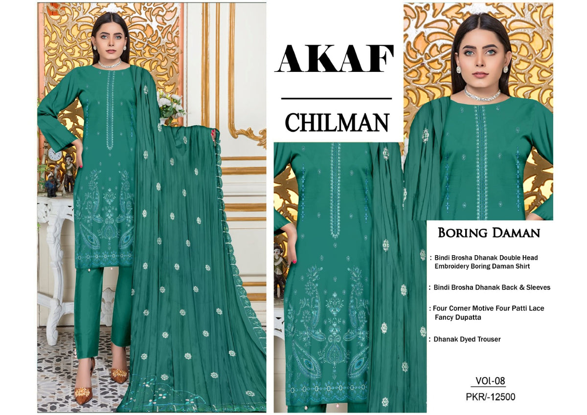 Premium Embroidered Dhanak 3 Piece Suit SF-1517