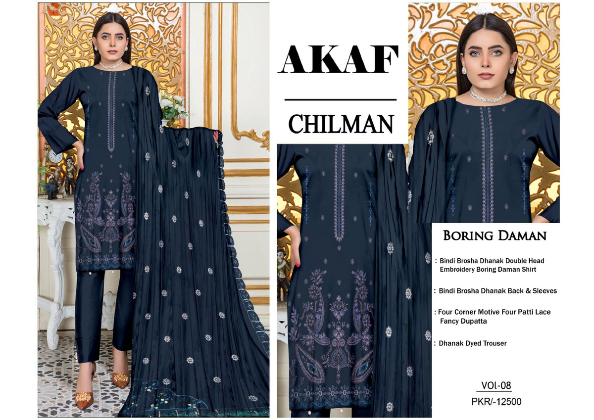 Premium Embroidered Dhanak 3 Piece Suit SF-1518