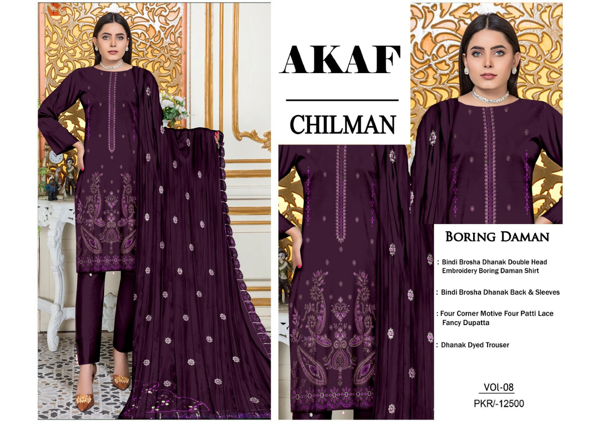Premium Embroidered Dhanak 3 Piece Suit SF-1519
