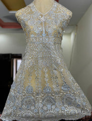Luxury Embroidered Dhanak Long Frock with Fancy Dupatta – 3 Piece Premium Collection