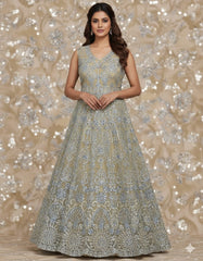 Luxury Embroidered Dhanak Long Frock with Fancy Dupatta – 3 Piece Premium Collection