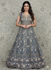 Luxury Embroidered Dhanak Long Frock with Fancy Dupatta – 3 Piece Premium Collection