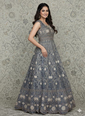 Luxury Embroidered Dhanak Long Frock with Fancy Dupatta – 3 Piece Premium Collection