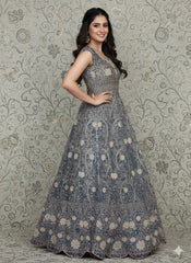 Luxury Embroidered Dhanak Long Frock with Fancy Dupatta – 3 Piece Premium Collection