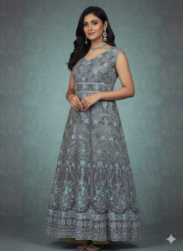 Luxury Embroidered 3-Piece Maxi Dress