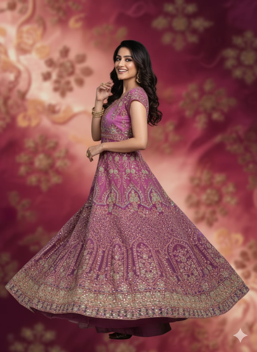 Luxury Embroidered Long Frock with Fancy Dupatta – 3 Piece Formal Collection