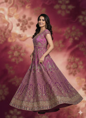 Luxury Embroidered Long Frock with Fancy Dupatta – 3 Piece Formal Collection