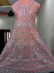 Luxury Embroidered Dhanak Long Frock with Fancy Dupatta – 3 Piece Premium Collection
