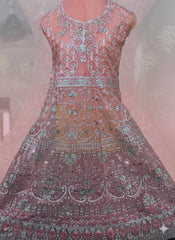 Luxury Embroidered Dhanak Long Frock with Fancy Dupatta – 3 Piece Premium Collection