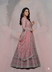 Luxury Embroidered Dhanak Long Frock with Fancy Dupatta – 3 Piece Premium Collection