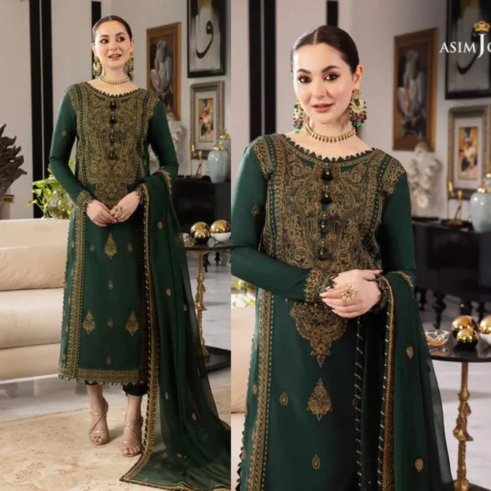 Dhanak 3PC Embroidered With Chiffon Embroidered Dupatta-658